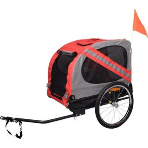 Flamingo Juliette - Fietskar Honden - Fietskar Juliette Rood/grijs 80x57x64cm - 1st