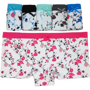 Boxershorts - Tiener shorties - 5-pack - 5 kleuren - Bloemenprint - Maat 13/14 jaar