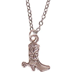 Ketting 55cm - Hangertje Cowboylaars zilverkleurig 1,3cm