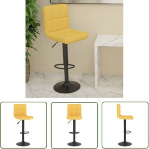 The Living Store Barkruk stof mosterdgeel - Barstoel - Barkruk - Stoffen Barkruk - Mustard Gele Barkruk - Adjustable Height Stool