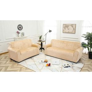 Fluwelen Zachte En Dikke Sofa Hoes Antislip Stijlvolle Hoes Voor Meubels Fluwelen Hoes Voor Hoesjes Stijlvolle Moderne Hoes Voor Fluwelen Pluche Meubels(3-Zits, Zand Kleur)