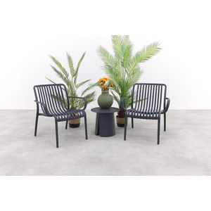 Stripe/Velora loungestoelen set (3-delig) - Antraciet/Royal Grey