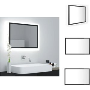 vidaXL LED-spiegel - Bewerkt hout en acryl - 60 x 8.5 x 37 cm - RGB-verlichting - Badkamerkast