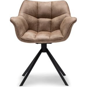 Riviera Maison Stoel Met Armleuning - Carnaby Dining Armchair Turning Leg - Bruin