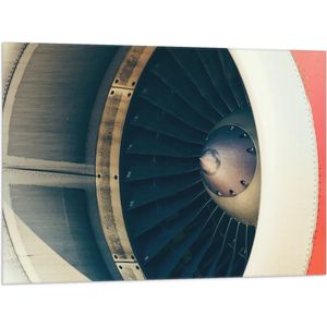 WallClassics - Vlag - Rood met Witte Vliegtuigmotor - 100x75 cm Foto op Polyester Vlag