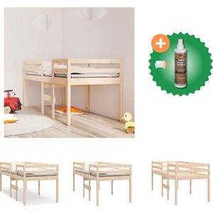 vidaXL Hoogslaper massief grenenhout 90x190 cm - Bed - Inclusief Houtreiniger en verfrisser