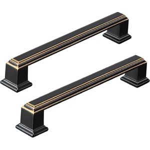 Zwart-Gouden Keukengrepen 96mm Gatafstand - Set van 10 - Robuust en Stijlvol - Ladegrepen en Kastgrepen - Keukenaccessoires