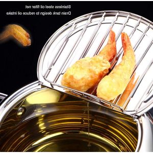 Temperatuurregelbare Tempura frituurpan roestvrij staal in Japanse stijl met thermometer