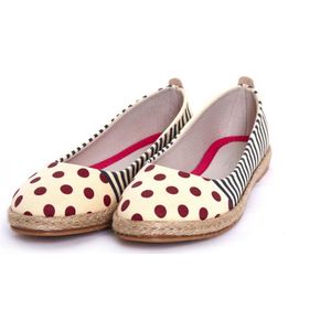 GOBY - Rode Stippen - Ballerinas - Flats - Hoge kwaliteit - Handmade - Meisjesprint - Maat 38