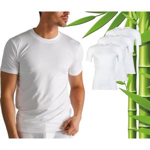 3 Stuks Boru Bamboo T-Shirt Heren - Bamboe - X-Lang - Wit - Maat S