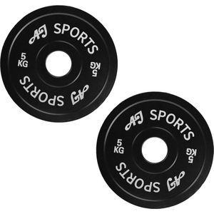 AJ-Sports Halterschijven Zwart 5 kg - 2 Stuks - Halterschijf 50 mm - Gewichten set - Halters - Halterset - Halterstang - Halterbank - Fitness - Krachttraining