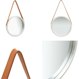 vidaXL Wandspiegel met band 40 cm zilverkleurig - Wandspiegel - Wandspiegels - Spiegel - Badkamerspiegel