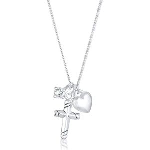 Elli Dames Halsketting dames kruis hart vis hanger religie symbool met zirkonia kristallen in 925 sterling zilver