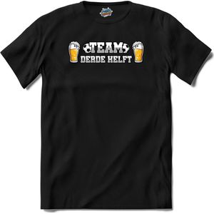 Team derde helft- Oranje elftal WK / EK voetbal kampioenschap - bier feest kleding - grappige zinnen, spreuken en teksten - T-Shirt - Heren - Zwart - Maat XXL