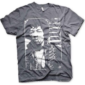 Jimi Hendrix Heren Tshirt -S- Distressed Grijs