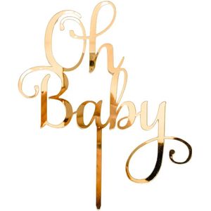 Taart Topper Oh Baby Goud | unisex | Voor Gender Reveal en Babyshower