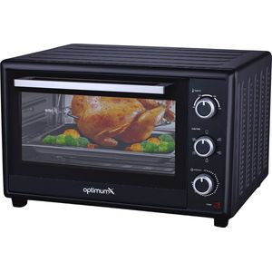 OptimumX Vrijstaande Ovens, 60 Liter Mini Oven – XXL Convectie Oventje - Hetelucht - Draaispit - Timer - Zwart - 60L - 2200 Watt