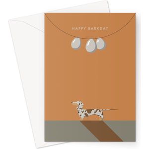 Hound & Herringbone - Getijgerde Teckel Grote Verjaardagskaart - Chocolate Dapple Dachshund Large Birthday Card
