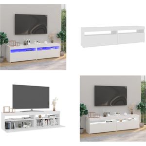 vidaXL Tv-meubelen 2 st met LED-verlichting 75x35x40 cm hoogglans wit - Tv-kast - Tv-kasten - Tv-meubel - Tv-meubel Met LED-verlichting