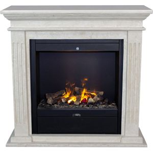 Xaralyn Cadiz elektrische haard met Albany - Witte ruwe natuurstenen haardombouw - 1500 Watt verwarming - Waterdamphaard - afstandsbediening