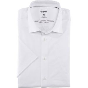 OLYMP 24/7 No. 6 Six super slim fit overhemd - korte mouw - tricot - wit - Strijkvriendelijk - Boordmaat: 40