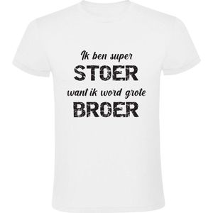 Ik ben super stoer want ik word grote broer Heren T-shirt | broertje | jongen | aankondiging | bekend maken | zwanger