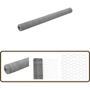 vidaXL Kippengaas - 25x1,5 m - Gegalvaniseerd Staal Draadgaas - Kippengaas - Vogelvoliere - Schuttingmateriaal - Tuinhek