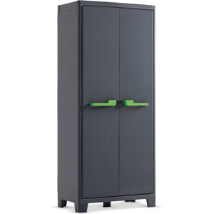 Kunststof Kast Antraciet/Grijs 80x44x182 cm - Verstelbare Planken en Poten voor Binnen en Buiten
