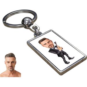 James Bond Karikatuur - Gepersonaliseerde Karikatuur Sleutelhanger met Jouw Foto - Cadeau - Verjaardag - Kerst - Kado - Valentijn - Vaderdag - Vaderdag cadeautje - Vaderdag cadeau voor papa - Gepersonaliseerd Cadeau