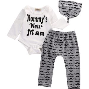 Newborn babyboy 3delig kledingset - Mommy's new man Romper Pasgeboren baby Bodysuit - Kraamkado
