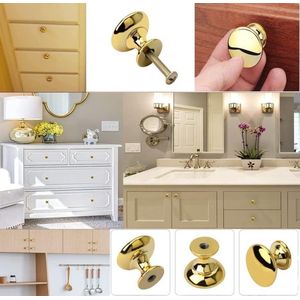 20x Goud Gepolijst Chrome Kast Hardware Ronde Paddestoel Deur Pull Handvat Knop 30mm voor Kast, Kledingkast, Kast, Lade, Slaapkamer, Badkamer Rekken Meubels ect.