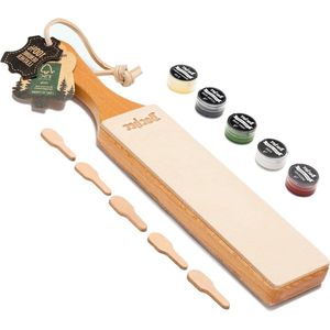 Lederen Strop met Polijstpasta - Premium Lederen Stropping Kit - Leder Messenslijper voor het Slijpen Messen en Scheermes - Handmatige Messenslijpers met Polijstpasta