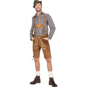Wilbers & Wilbers - Boeren Tirol & Oktoberfest Kostuum - Hemd Anton Aus Tirol Bierfeest Zwart Man - - Maat 60 - Bierfeest - Verkleedkleding