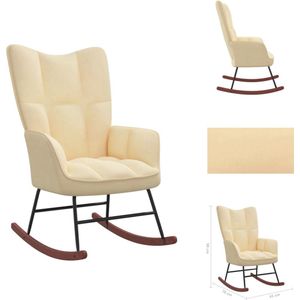 vidaXL Schommelfauteuil Blokpatroon - Crèmewit Fluweel - 61 x 78 x 98 cm - Schommelstoel