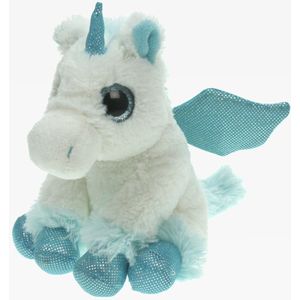 Pluche Knuffel Dieren Unicorn/Eenhoorn Wit/Blauw van 20 cm - Speelgoed Knuffels