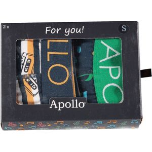 Apollo - Giftbox boxershorts heren - Muziek - Geel/Blauw - Maat XL - Cadeaudoos - Geschenkdoos