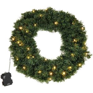 Oneiro’s luxe Kerstkrans met LED verlichting 50 cm - kerst – kerstkrans - feestdagen - winter - verlichting - binnen - buiten – sfeer