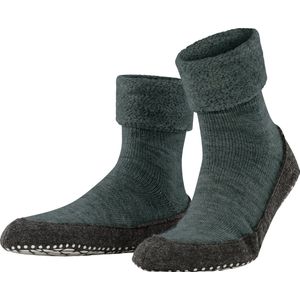 FALKE Cosyshoe Slofsokken comfortabel warm winter antislip ondoorzichtig zacht mid-rise met vilten zool zonder motief met noppen Merinowol Groen Heren sokken - Maat 37-38