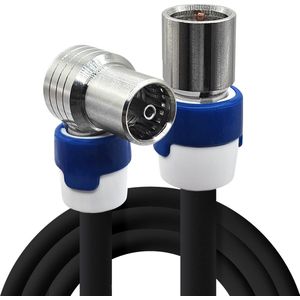 Coax kabel op de hand gemaakt – 3 meter – Zwart – IEC 4G Proof Antennekabel – Female haakse en F-connector rechte pluggen – complete modem kabel
