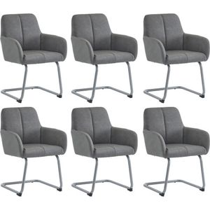 Eetkamerstoel set van 6 fauteuils moderne minimalistische vrijetijdsstoel woonkamer slaapkamer stoel met gebogen stalen poten grijs