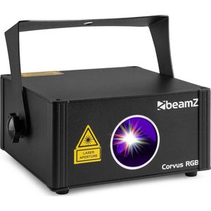 Disco laser - BeamZ Corvus - Meerkleurige party laser (RGB) met afstandsbediening en DMX