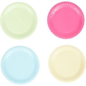 Cactula set van 8 gekleurde papieren bordjes Roze Groen Geel Blauw