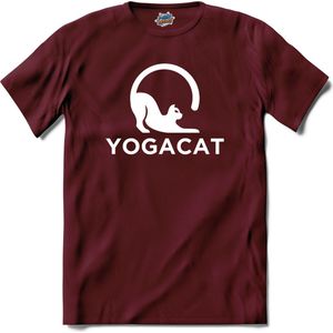 Yoga Cat | Katten - Kat - Cats - T-Shirt - Unisex - Burgundy - Maat M