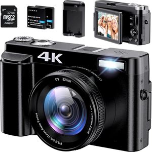 Digitale Fotocamera met Autofocus en Batterijen - HD Fototoestel voor Scherpe Afbeeldingen - Draagbaar en Compact - Eenvoudige Bediening - Professionele Kwaliteit - Zwart
