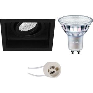 LED Spot Set - Proma Domy Pro - GU10 Fitting - Inbouw Vierkant - Mat Zwart - Verdiept - Kantelbaar - 105mm - Philips - MASTER 927 36D VLE - 3.7W - Warm Wit 2200K-2700K - DimTone Dimbaar