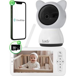 Loefy Babyfoon met Camera - Op afstand bestuurbaar - Video & Audio - Baby Monitor met Temperatuurweergave - Babyfoon camera met app voor Smartphone en Tablet