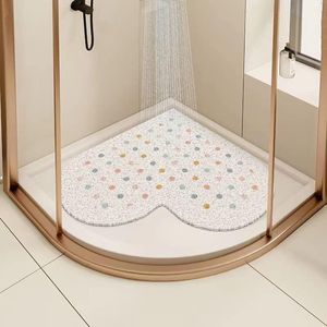 Hoekdouchemat antislip 60 x 60 cm, zachte comfortbadmat met afvoergaten, PVC Loofah massage antislipmat douche voor badkuip, douche en natte ruimtes, sneldrogende douchemat, antislip