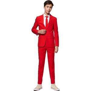 OppoSuits Red Devil - Jongens Kostuum - Rood - Kerst - Maat 134/140