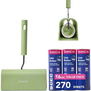Grote Stickroller 16 cm - Extra Plakkerig Set voor Dierenhaar en Pluisverwijdering - 1 Rol + 3 Navulverpakkingen