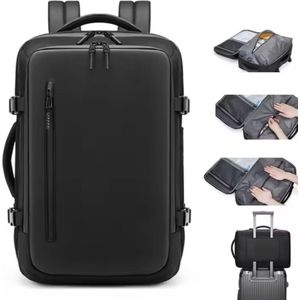 Avoir Avoir®-Vacuum Backpack/Rugzak - Incl. Draadloze Pomp - Reis-/Weekendtas-LaptopRugzak-Handbagage-Zakelijk - 46x32x15cm - 20-35L - Waterdicht - Zwart - NYLON